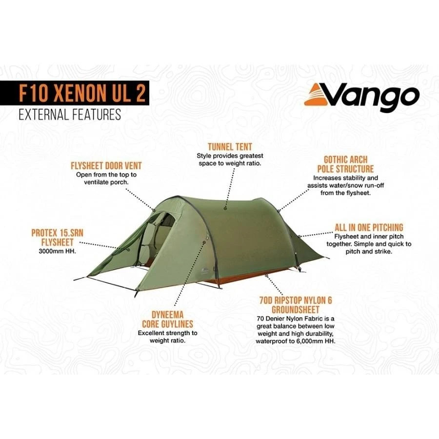 Vango F10 Xenon UL 2 / 2 Persoons Tent Groen - Afbeelding 6